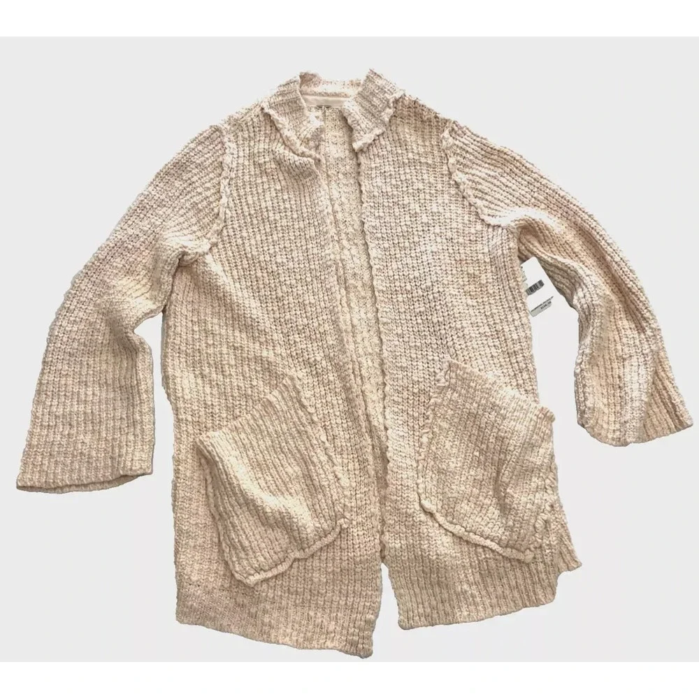 Free People Waterfront Peach Cardigan Sweater - size Medium - retail‎ $168